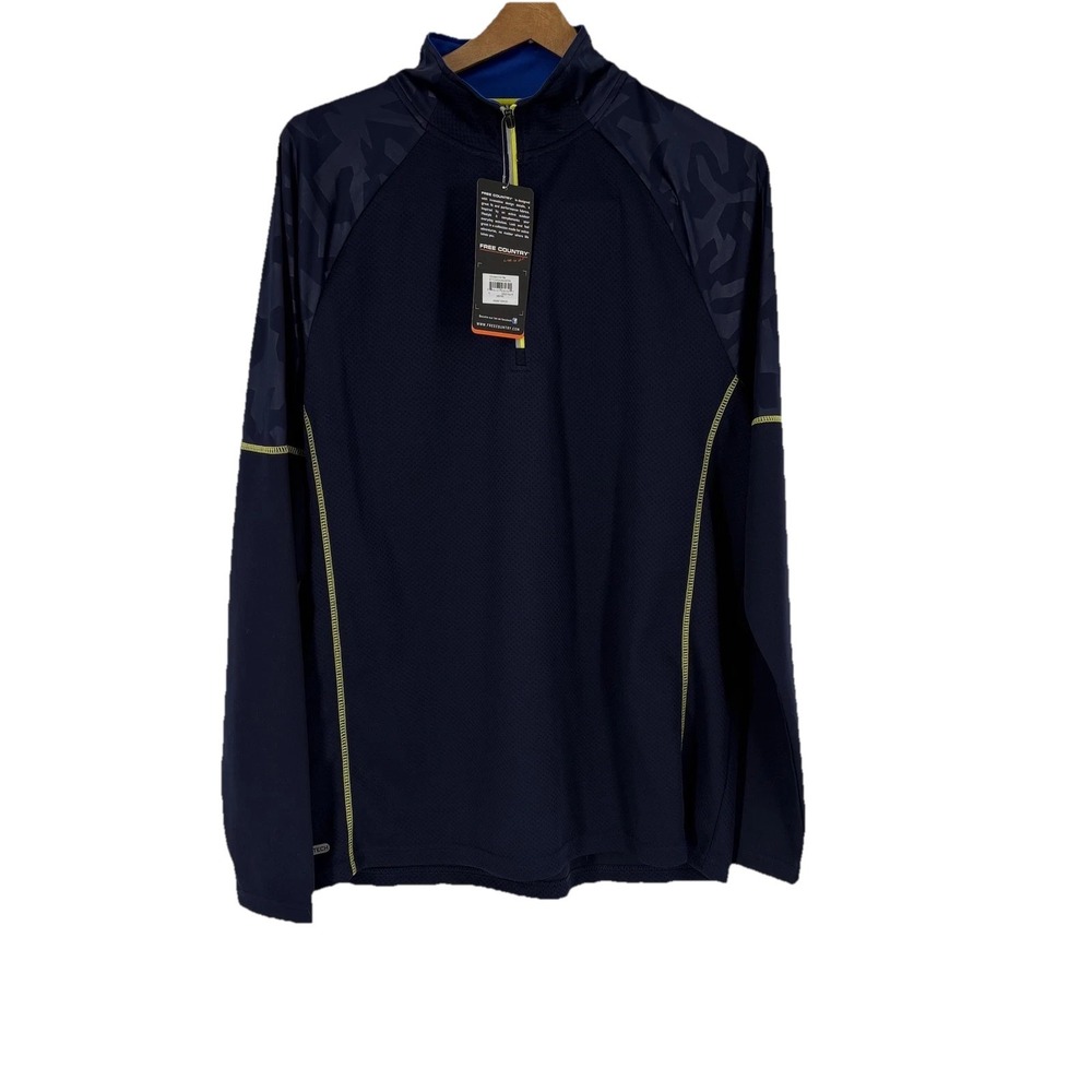 Free Country Pullover Mens Large Blue Endurance‎ Half Zip Wicking Athletic Top